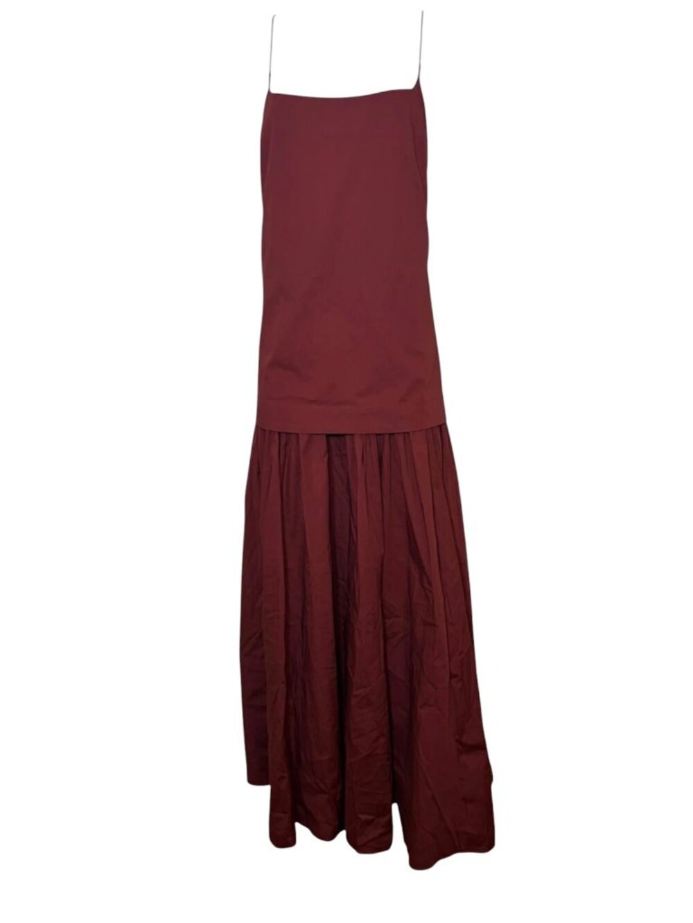 Kourt Burgundy Drop Waist Maxi Dress NWT Large Cotton Sleeveless - Picture 2 of 7